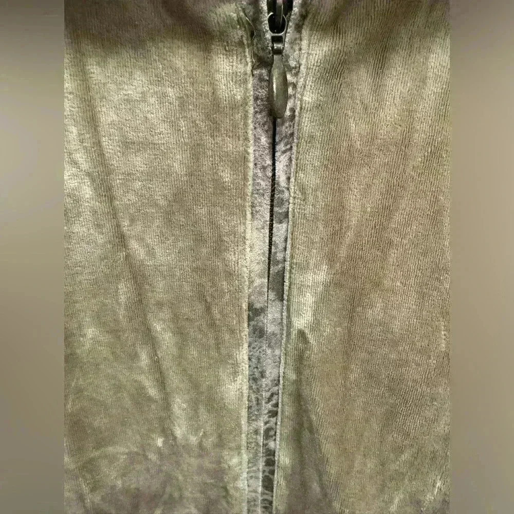 Onque Casuals women’s zip up hooded velvet beige sweatshirt vintage size small - Picture 3 of 15